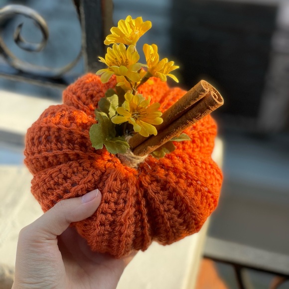 Halloween Fall Decor Handmade Crochet Pumpkin - Medium - Picture 2 of 2